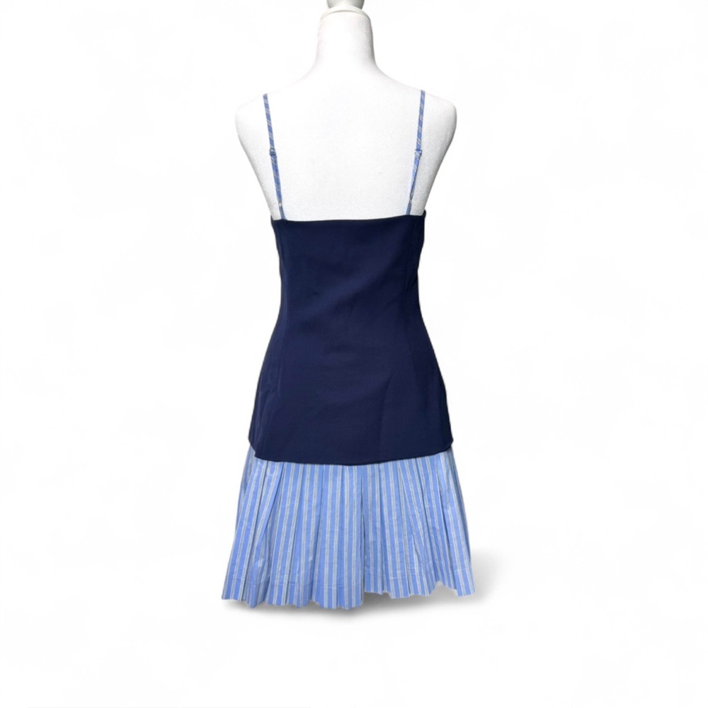 Anthropologie Navy Pinstripe Peekaboo Twofer Mini Dress NWT XL preppy Feminine - Picture 8 of 9